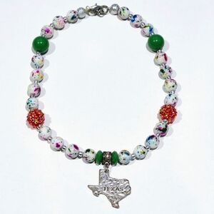 Texas Necklace Paint Splater Big Round Beads Bold Fashion Jewelry Handmade